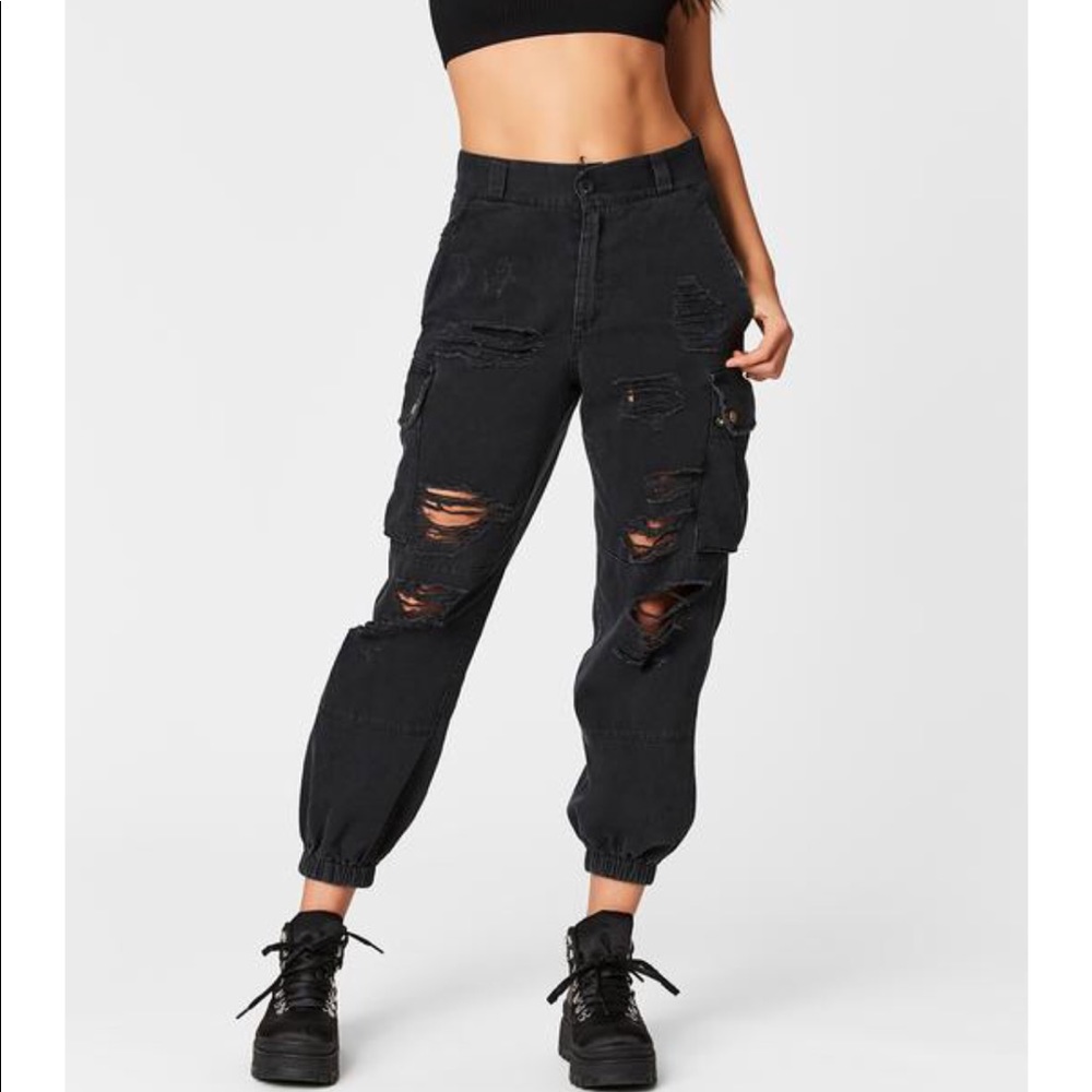 LF Carmar Denim Black Cargo Pants